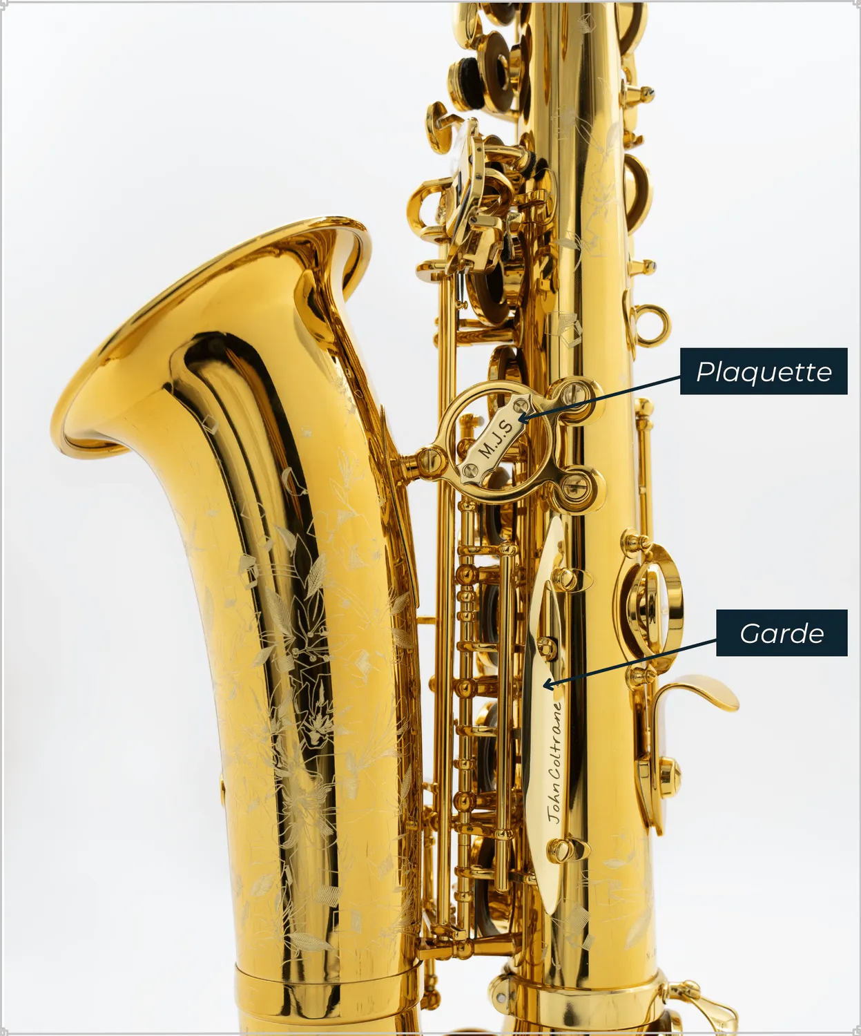 Selmer Paris saxofoon beschermplaat gravure gelakt persoonlijk