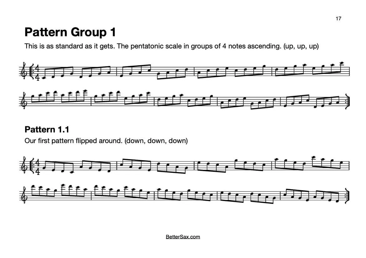 BetterSax Pentatonic Patterns improvisatieboek saxofoon